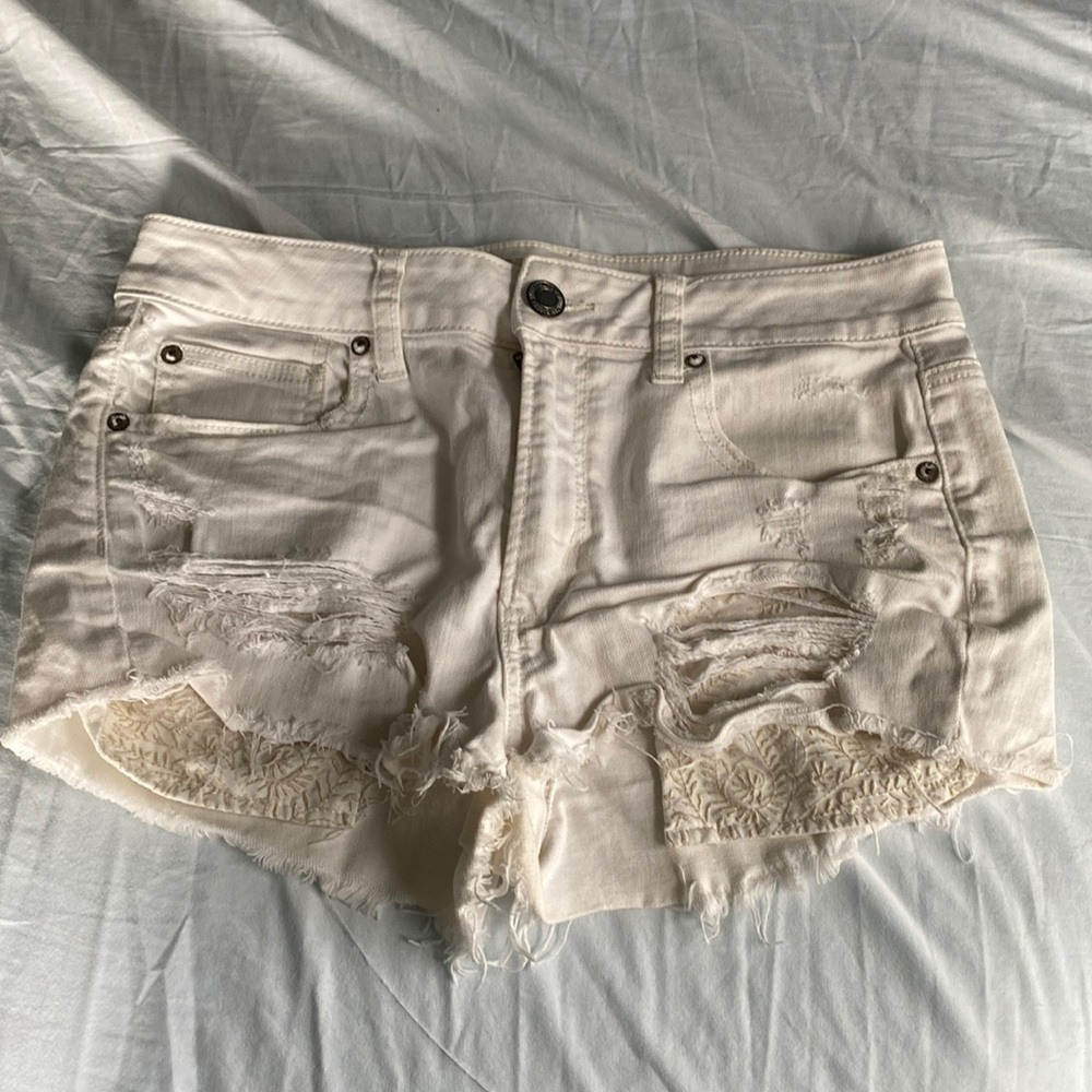 American Eagle Hi Rise Shortie Denim Shorts